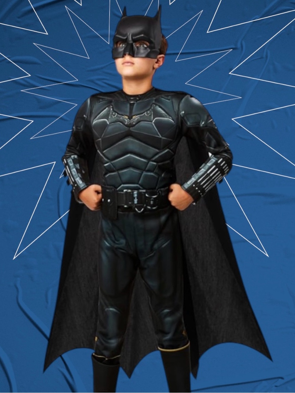 Batman Superhero Black Halloween Costume with Cape and Mask